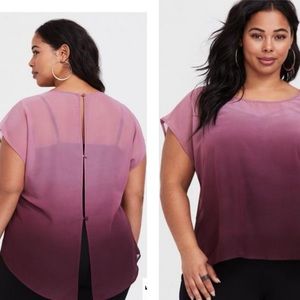 Torrid Ombré Chiffon Dolman Sleeve Blouse